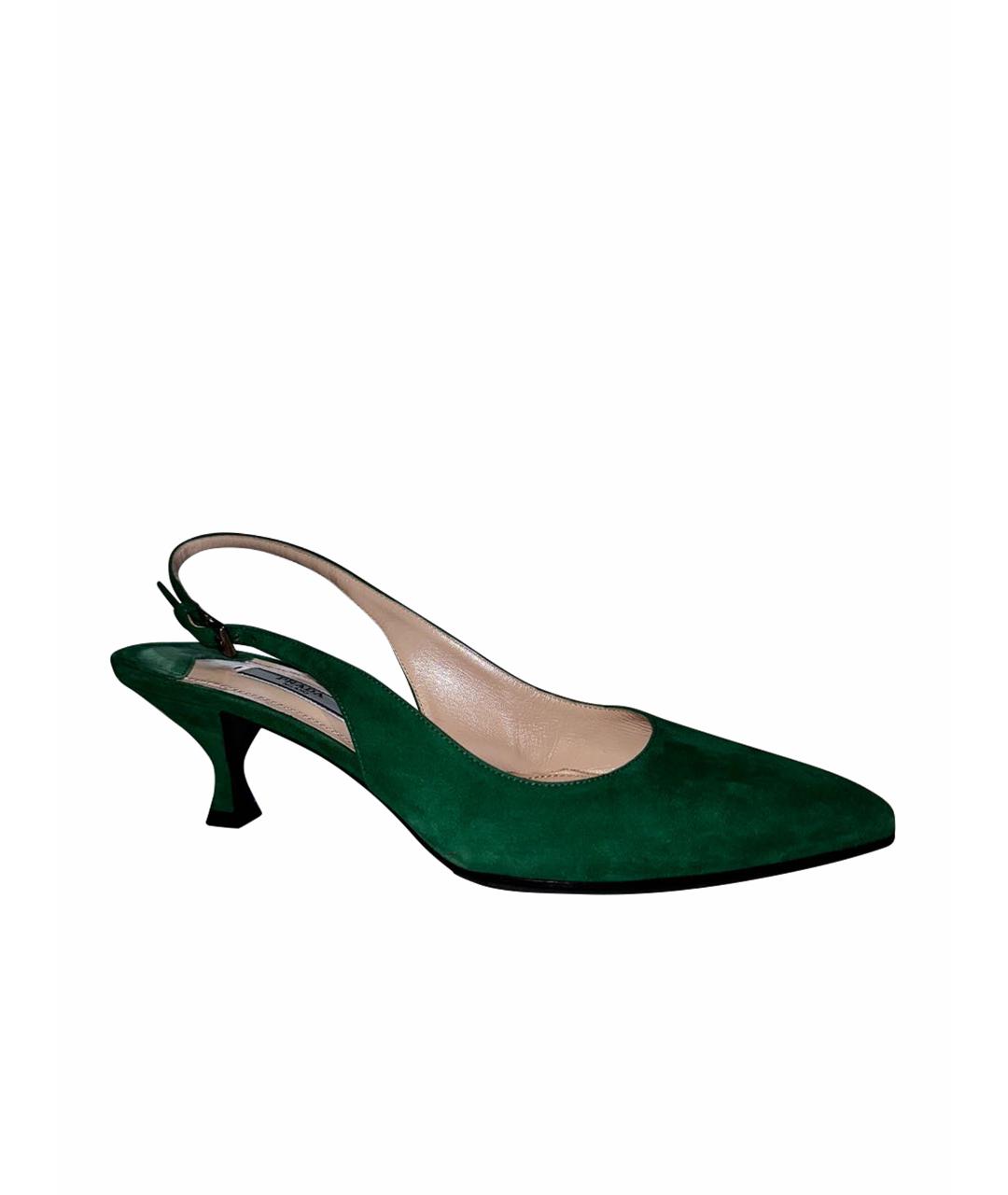 PRADA Зеленые бархатные туфли, фото 1