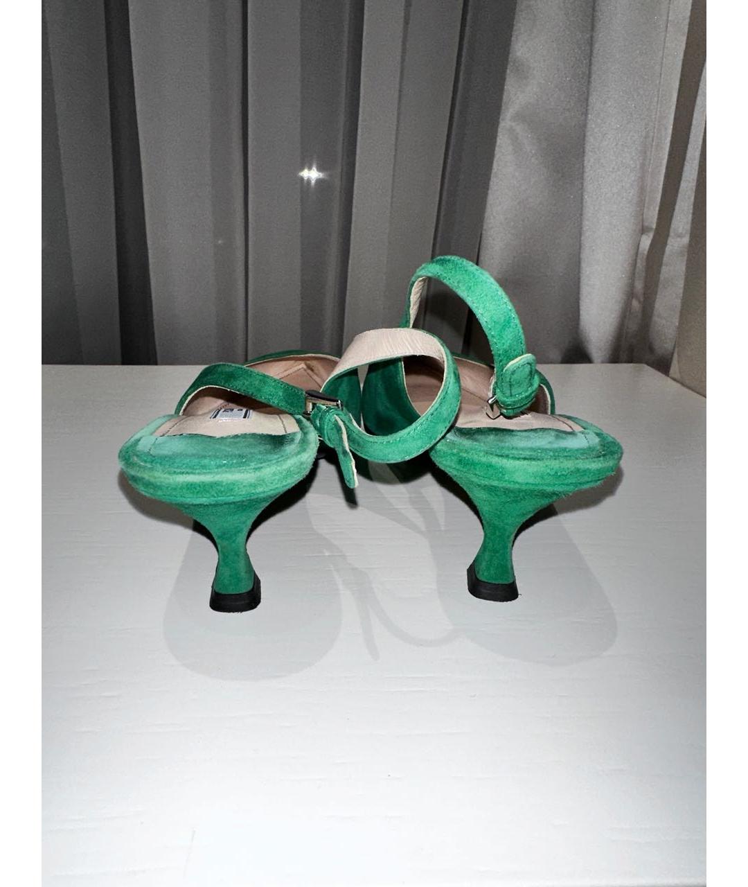 PRADA Зеленые бархатные туфли, фото 4