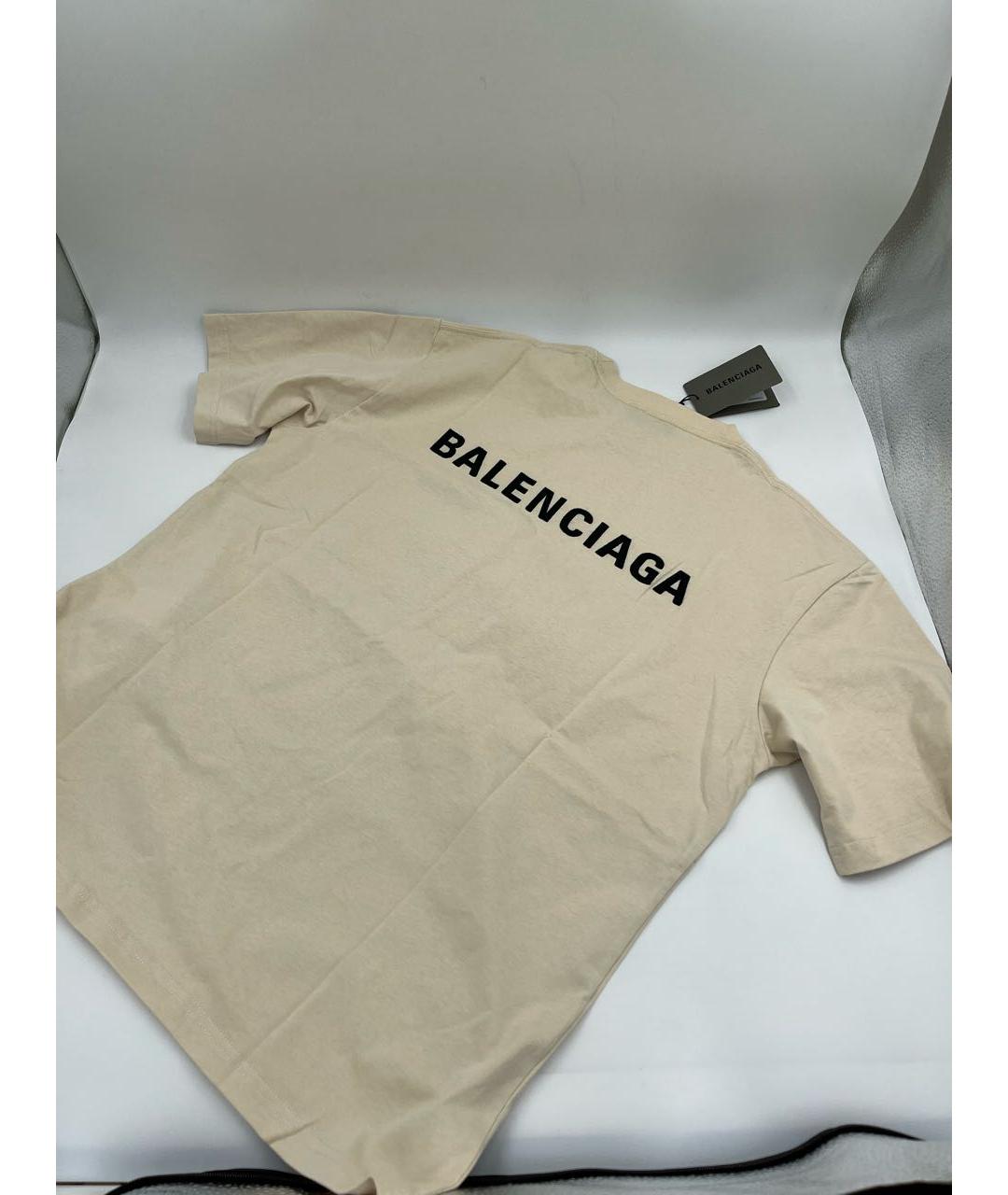 BALENCIAGA Бежевая хлопковая футболка, фото 2