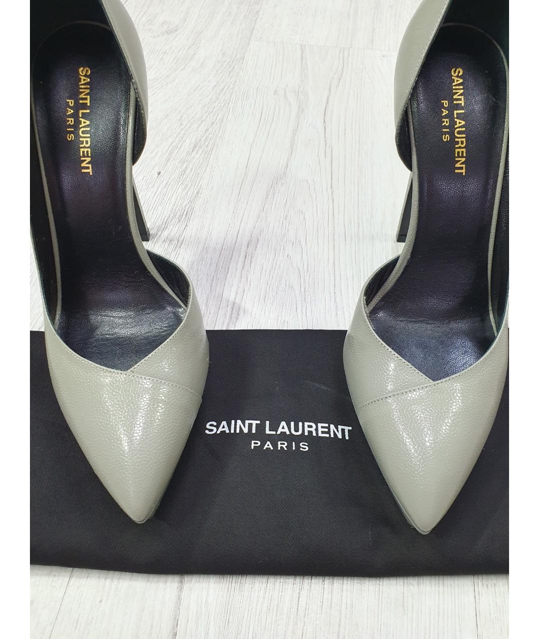 SAINT LAURENT Серые кожаные туфли, фото 3