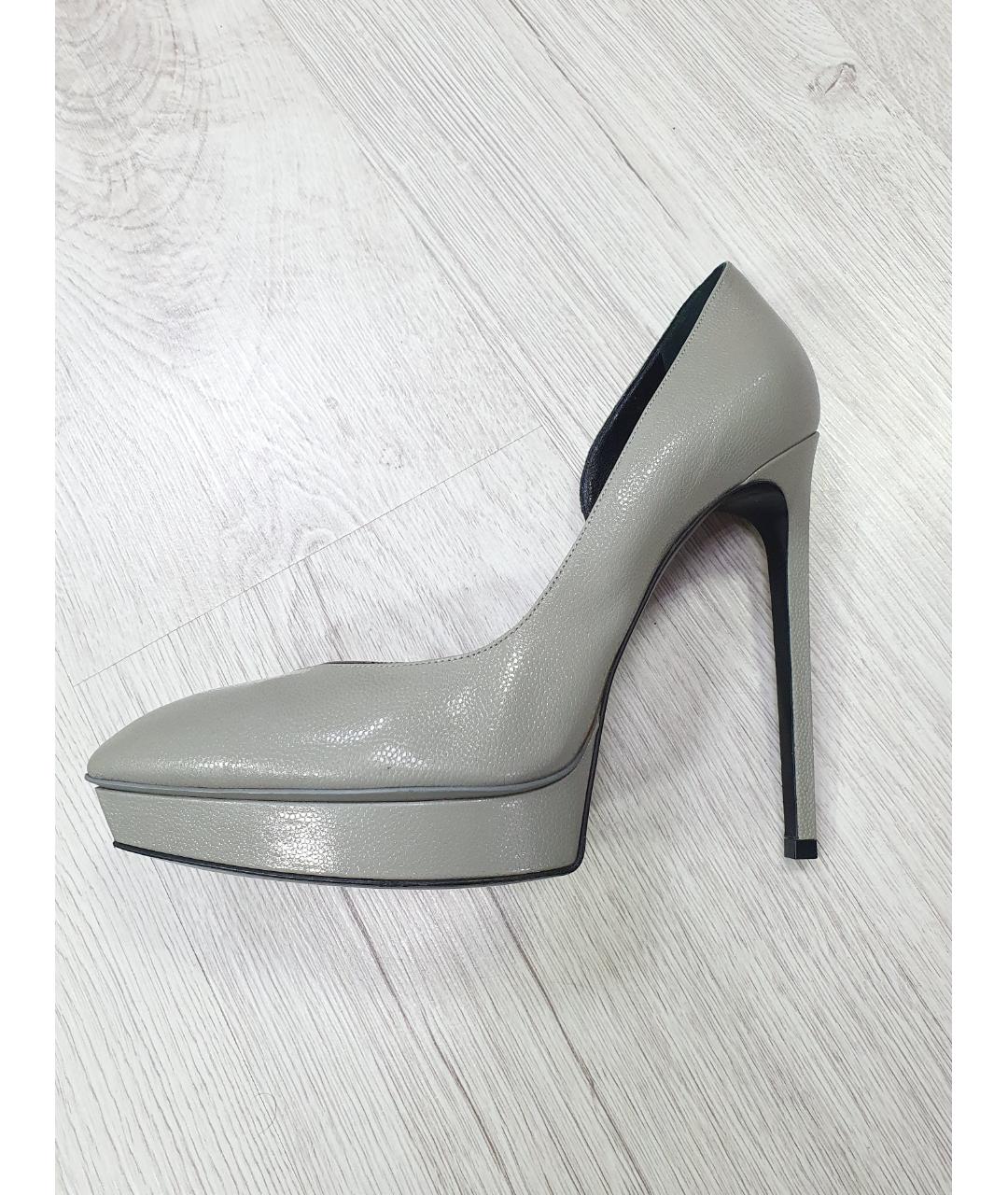 SAINT LAURENT Серые кожаные туфли, фото 7
