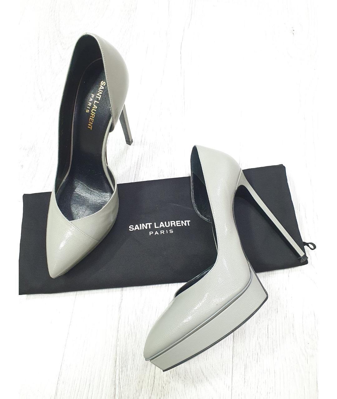 SAINT LAURENT Серые кожаные туфли, фото 2