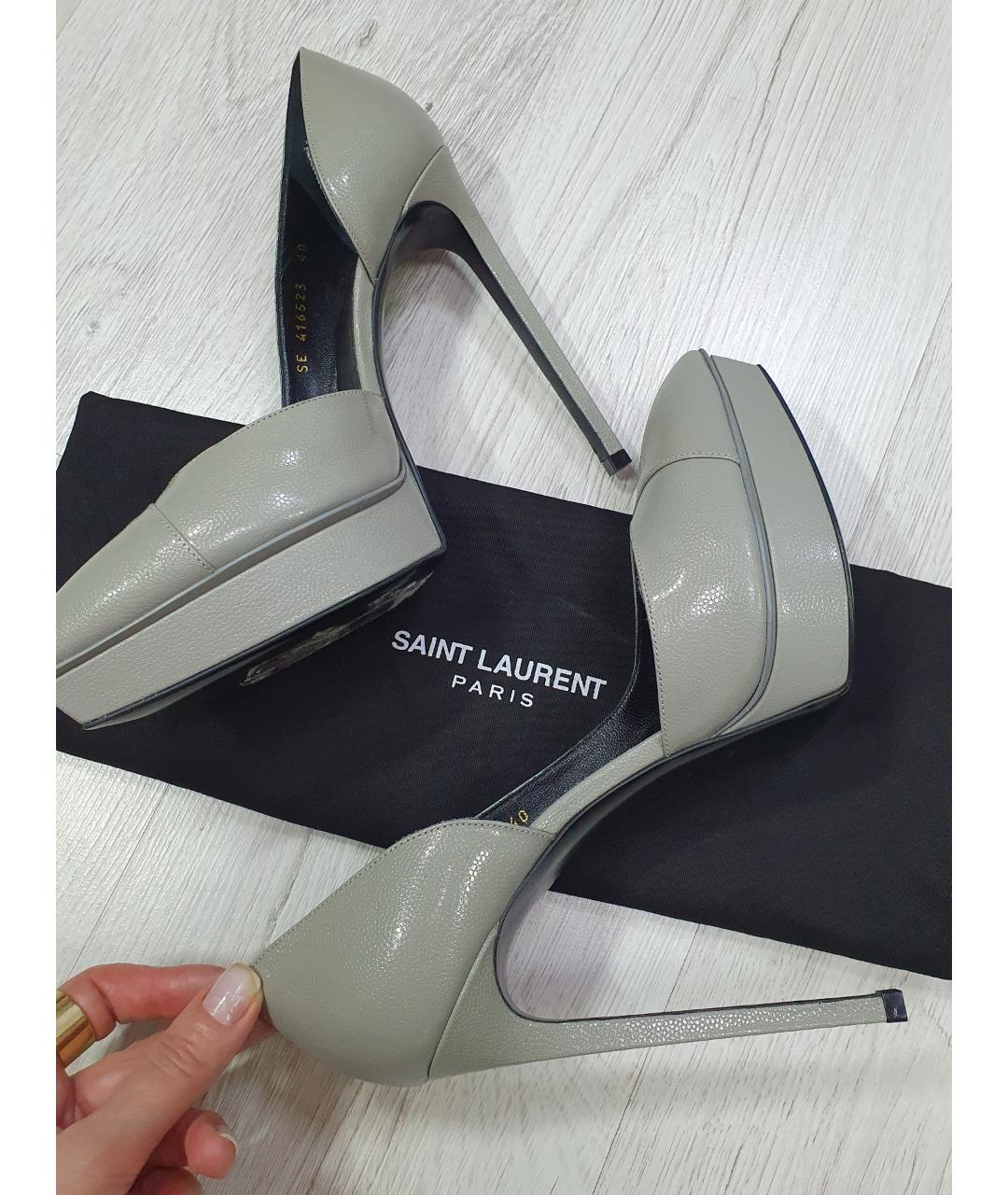SAINT LAURENT Серые кожаные туфли, фото 5