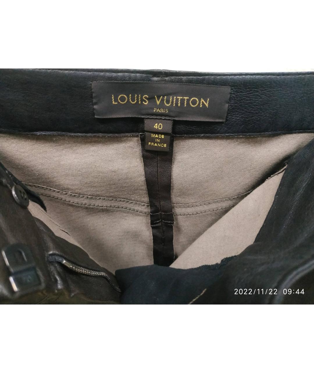 LOUIS VUITTON Коричневые кожаные брюки узкие, фото 3