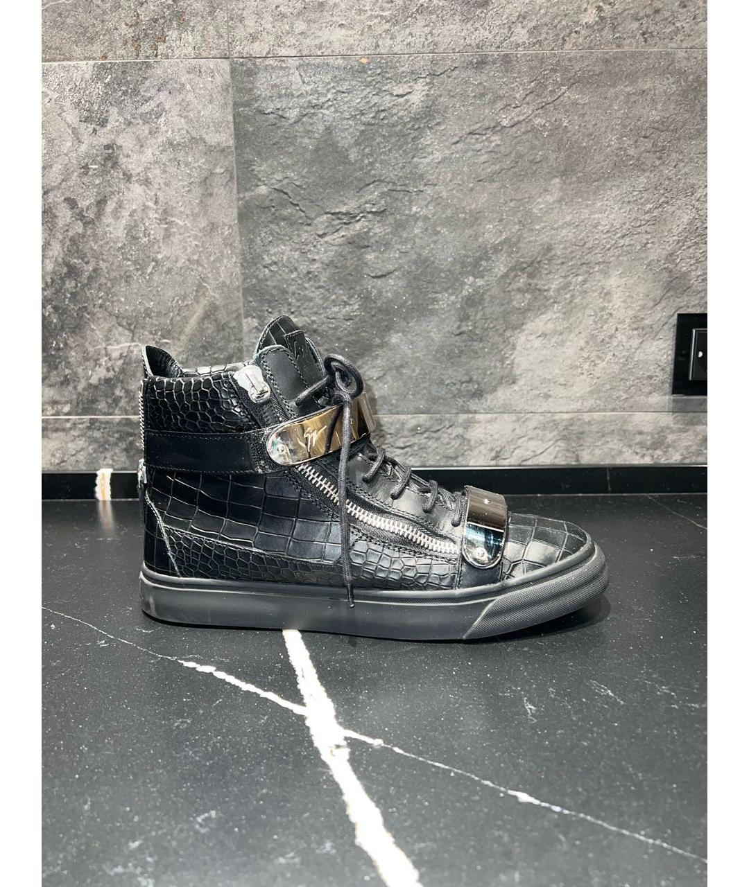 GIUSEPPE ZANOTTI DESIGN Черные кожаные высокие ботинки, фото 8