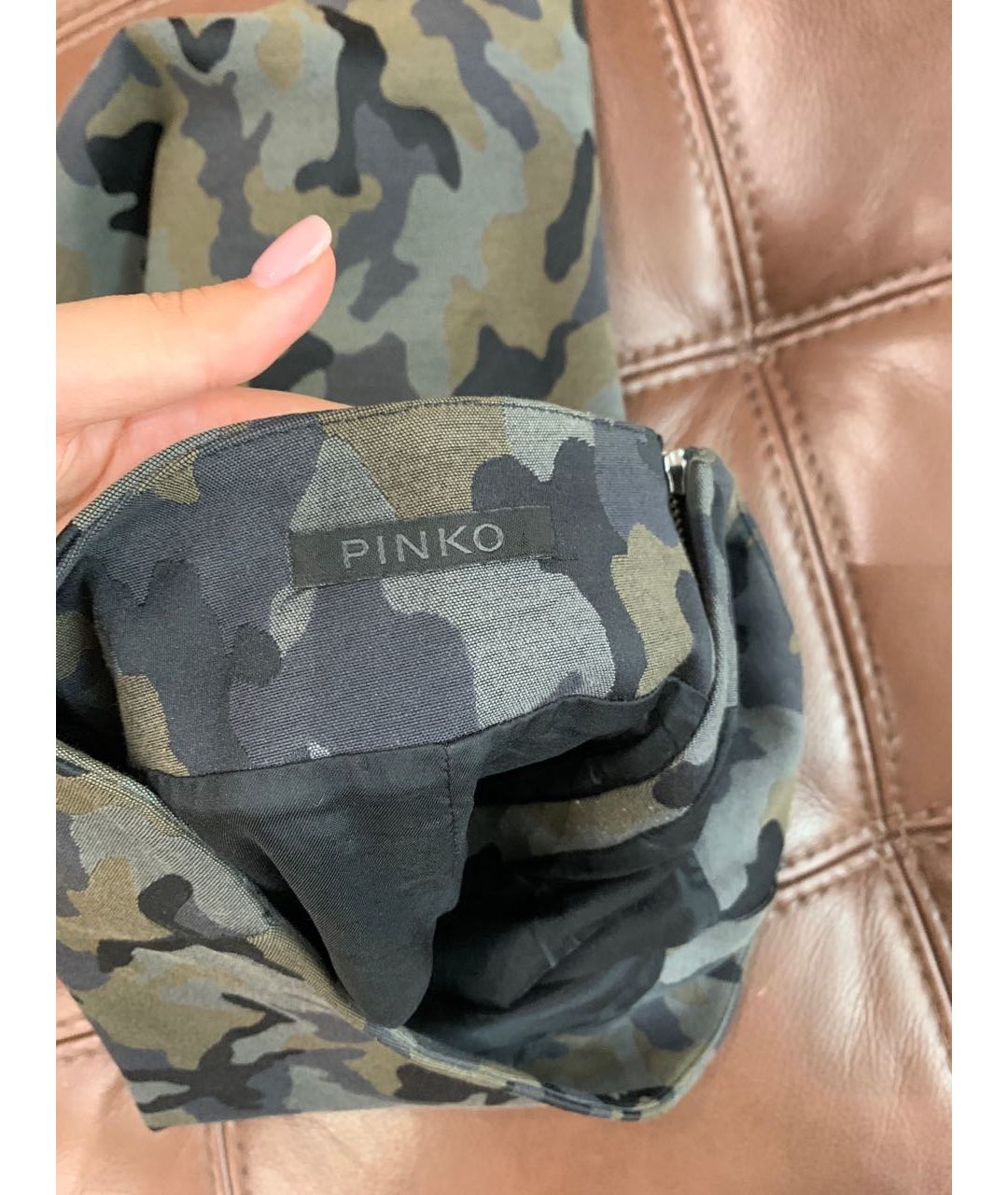 PINKO Хаки полиэстеровая юбка миди, фото 3
