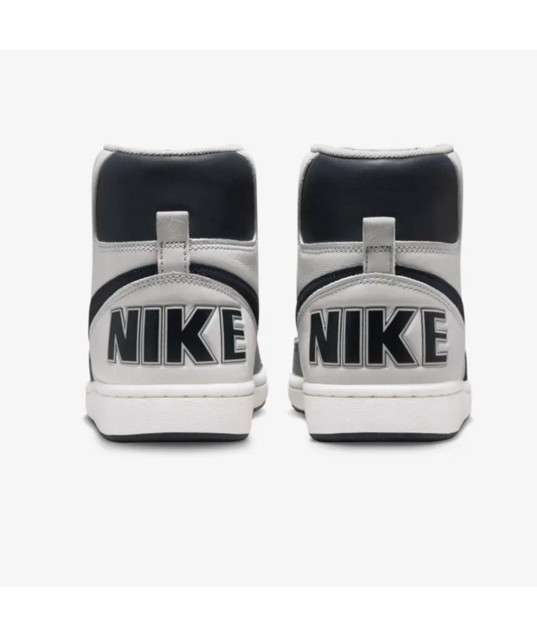 NIKE Серые кожаные высокие кроссовки / кеды, фото 4
