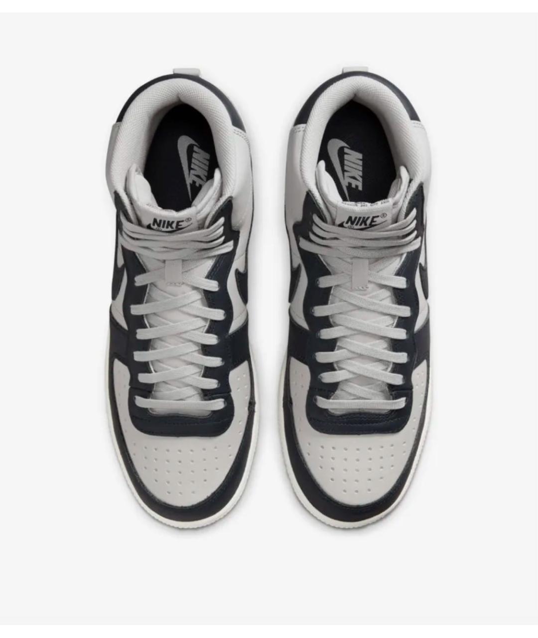 NIKE Серые кожаные высокие кроссовки / кеды, фото 2