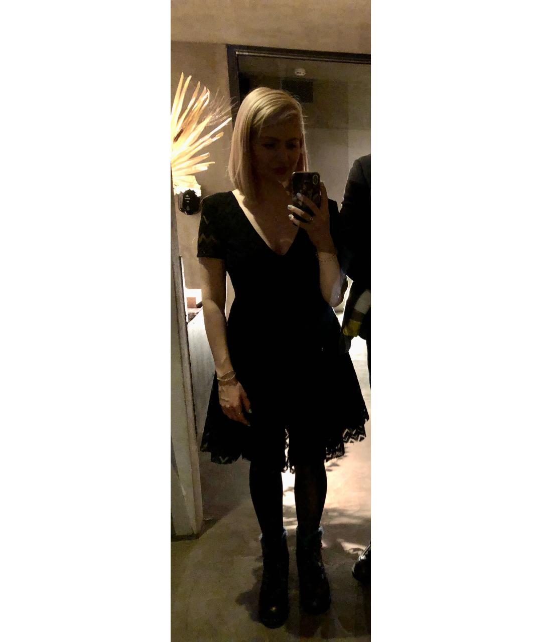 SANDRO Черное полиамидовое повседневное платье, фото 4
