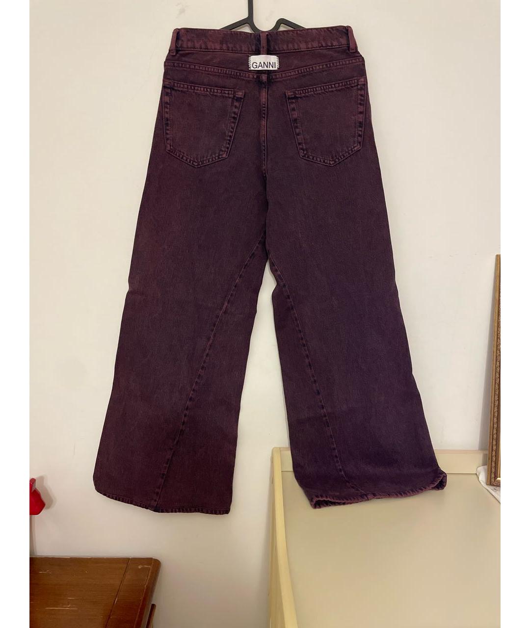 GANNI Фиолетовые хлопковые джинсы клеш, фото 2