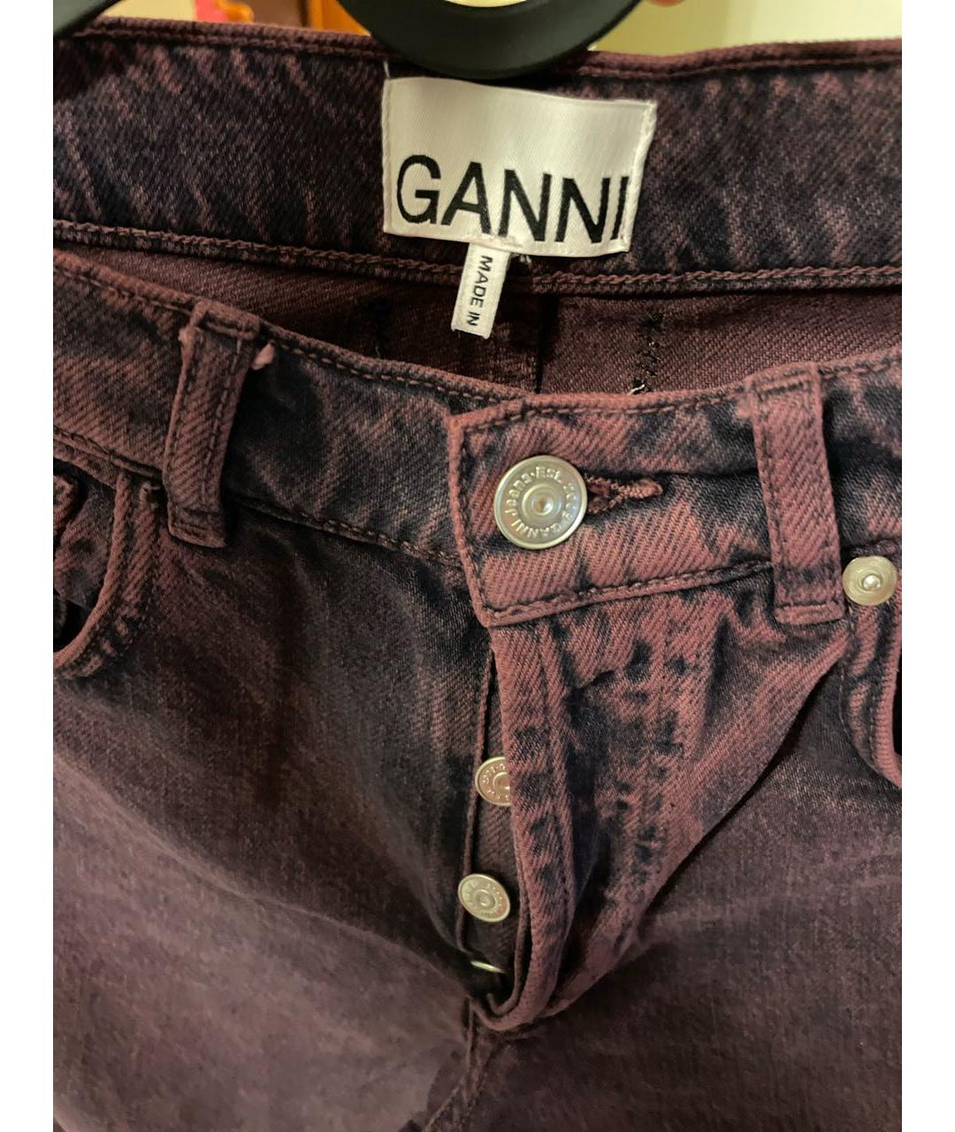 GANNI Фиолетовые хлопковые джинсы клеш, фото 3