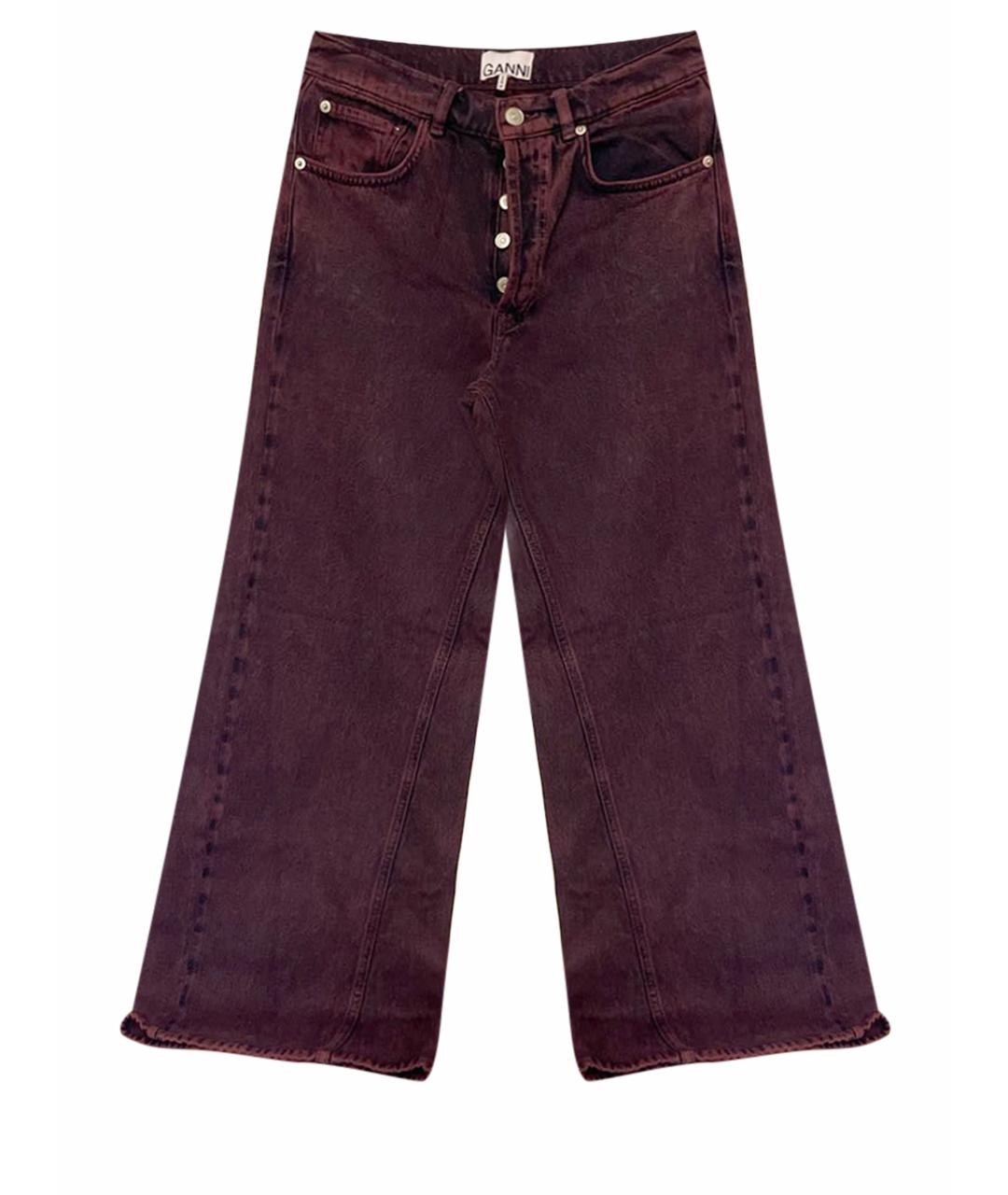 GANNI Фиолетовые хлопковые джинсы клеш, фото 1