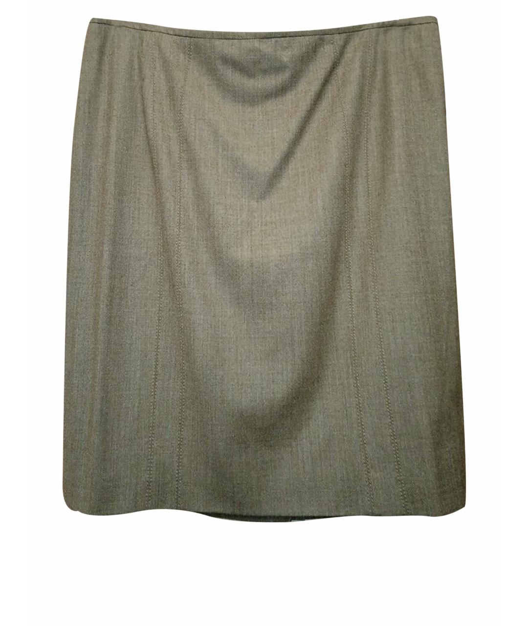 ELEGANCE Бежевая шерстяная юбка миди, фото 1