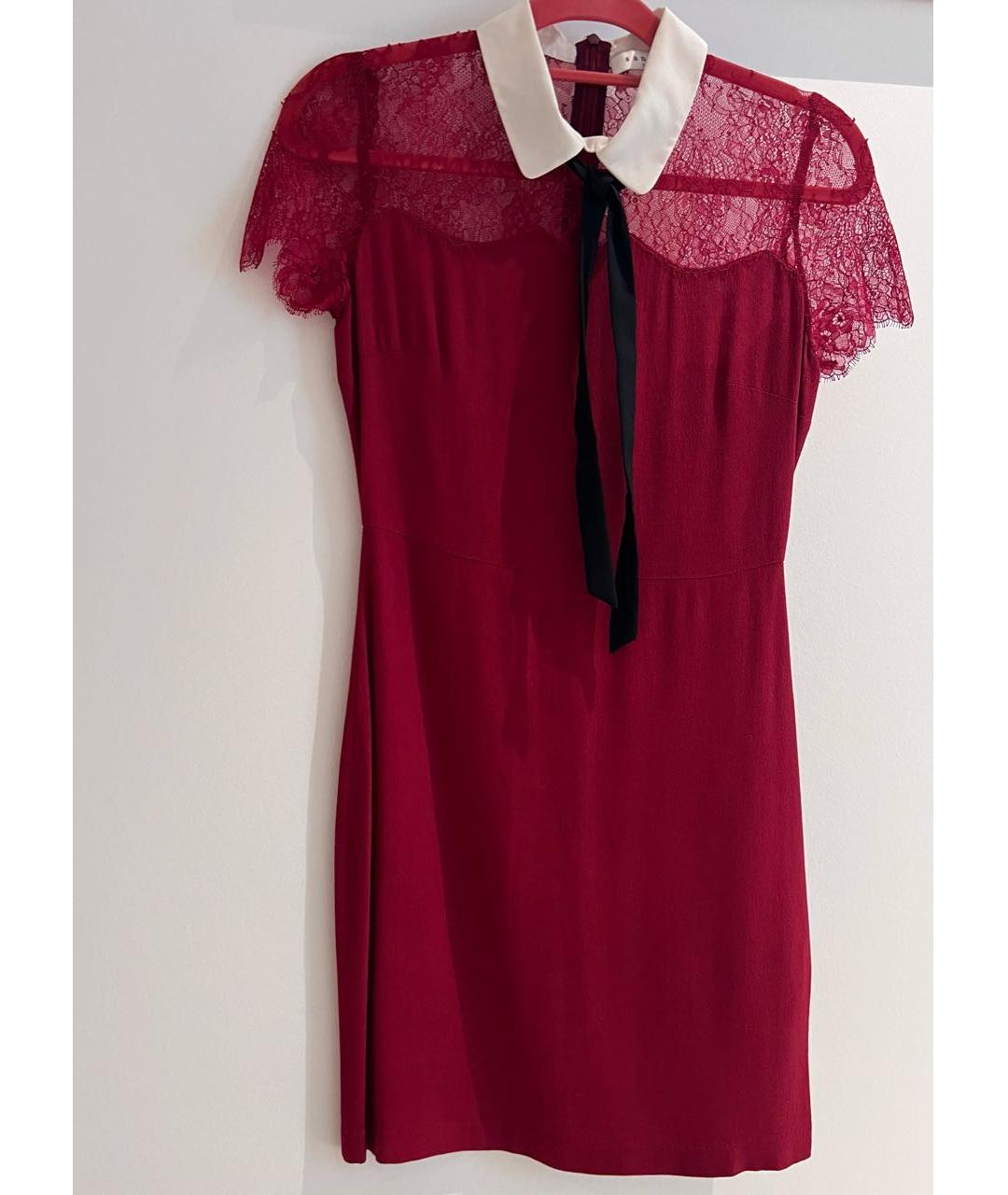 SANDRO Бордовое шелковое коктейльное платье, фото 6