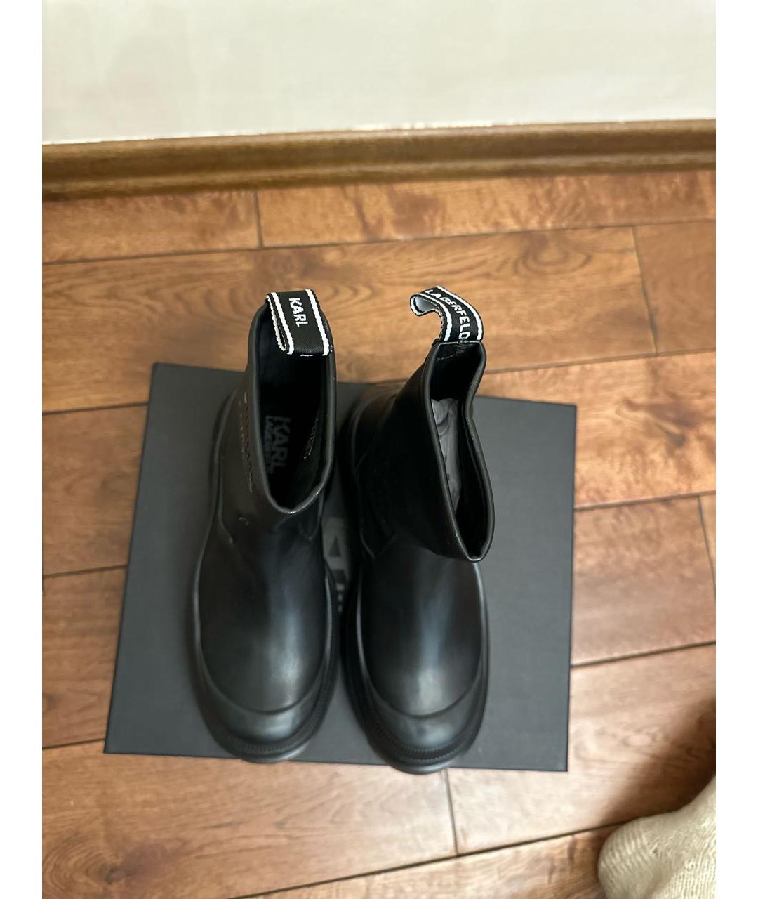 KARL LAGERFELD Черные кожаные ботинки, фото 2