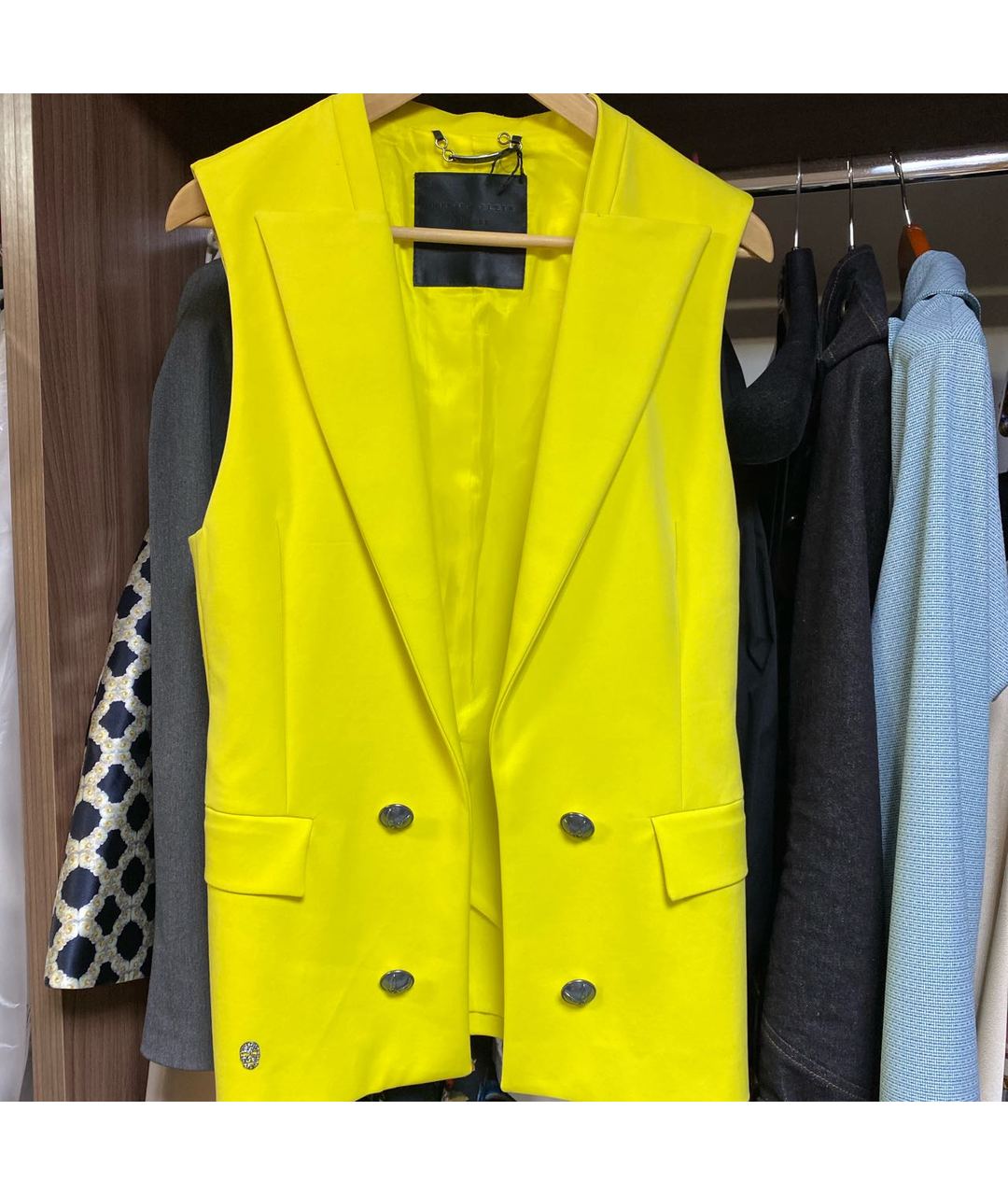PHILIPP PLEIN Желтый хлопко-эластановый жакет/пиджак, фото 6
