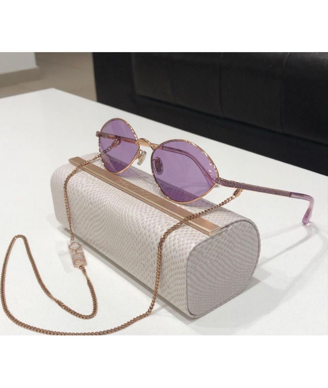 JIMMY CHOO Розовые металлические солнцезащитные очки, фото 2