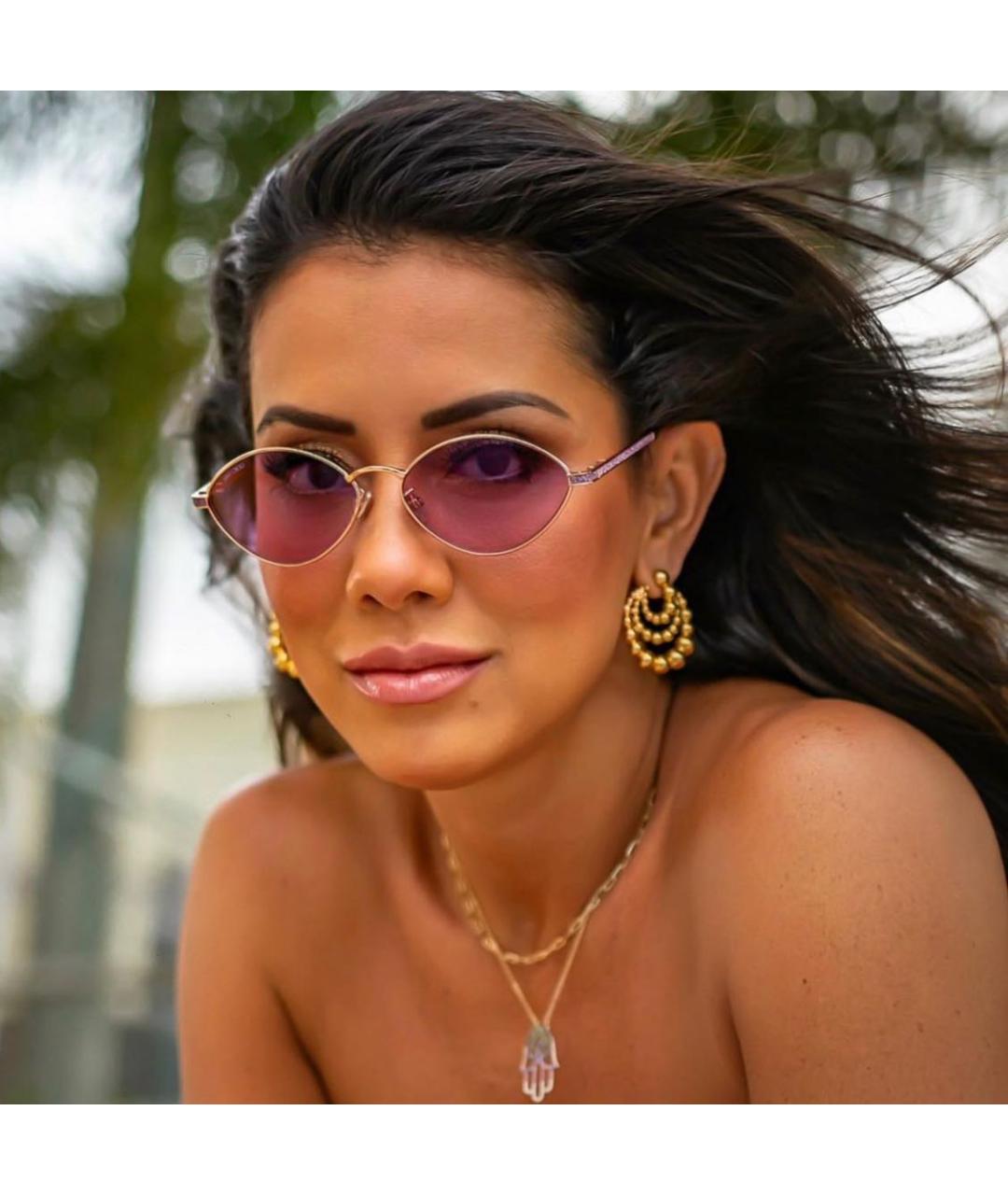 JIMMY CHOO Розовые металлические солнцезащитные очки, фото 8