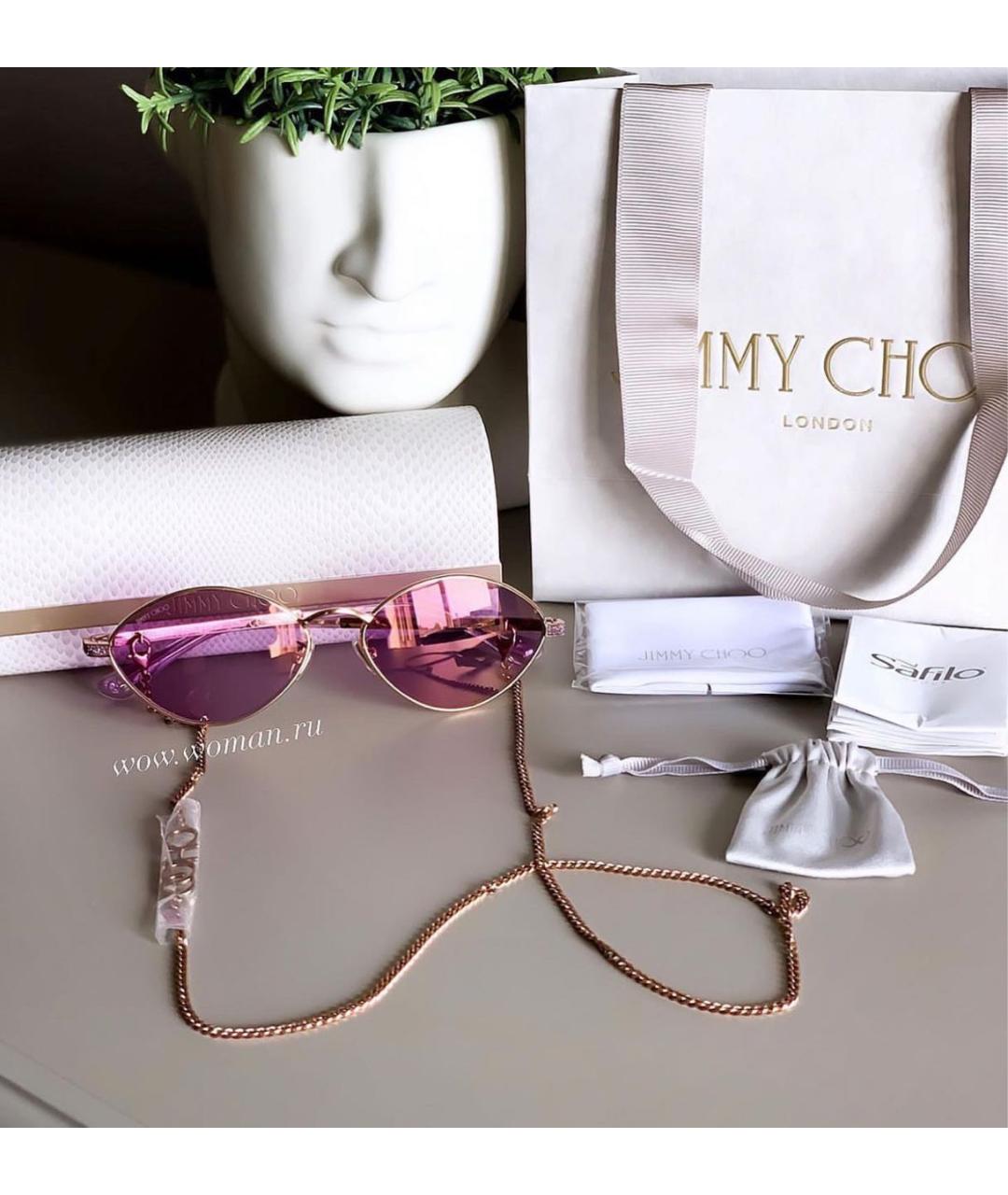 JIMMY CHOO Розовые металлические солнцезащитные очки, фото 7