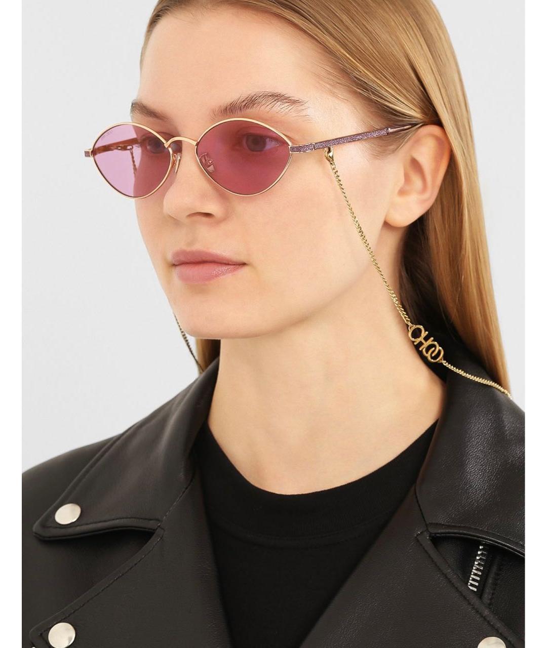 JIMMY CHOO Розовые металлические солнцезащитные очки, фото 4