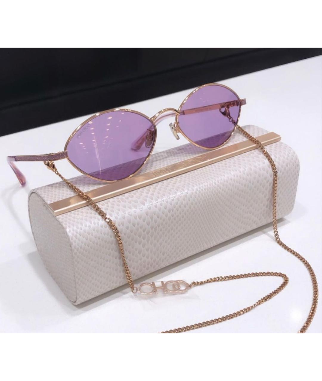 JIMMY CHOO Розовые металлические солнцезащитные очки, фото 5
