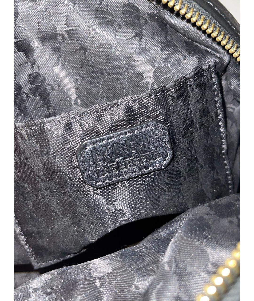 KARL LAGERFELD Черная кожаная сумка через плечо, фото 6
