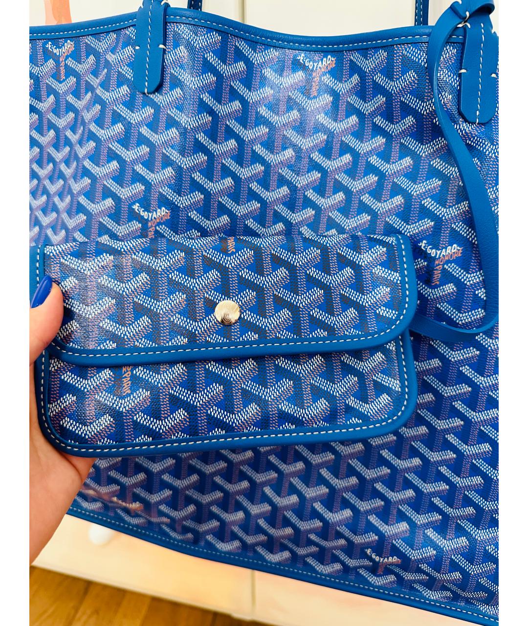 GOYARD Синяя кожаная сумка тоут, фото 3