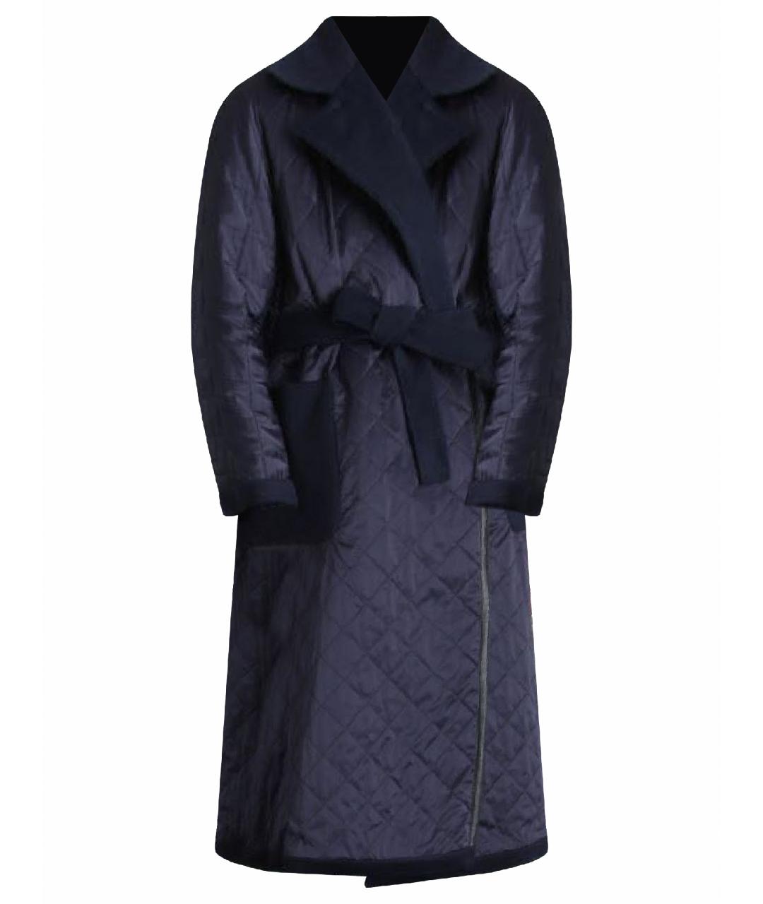 MAX MARA Темно-синее шерстяное пальто, фото 1