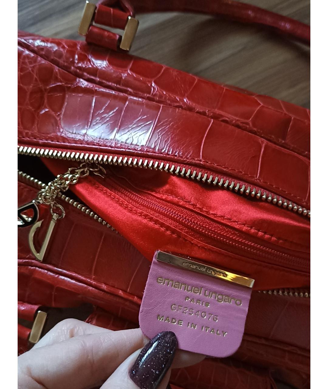 EMANUEL UNGARO Красная сумка тоут из экзотической кожи, фото 5