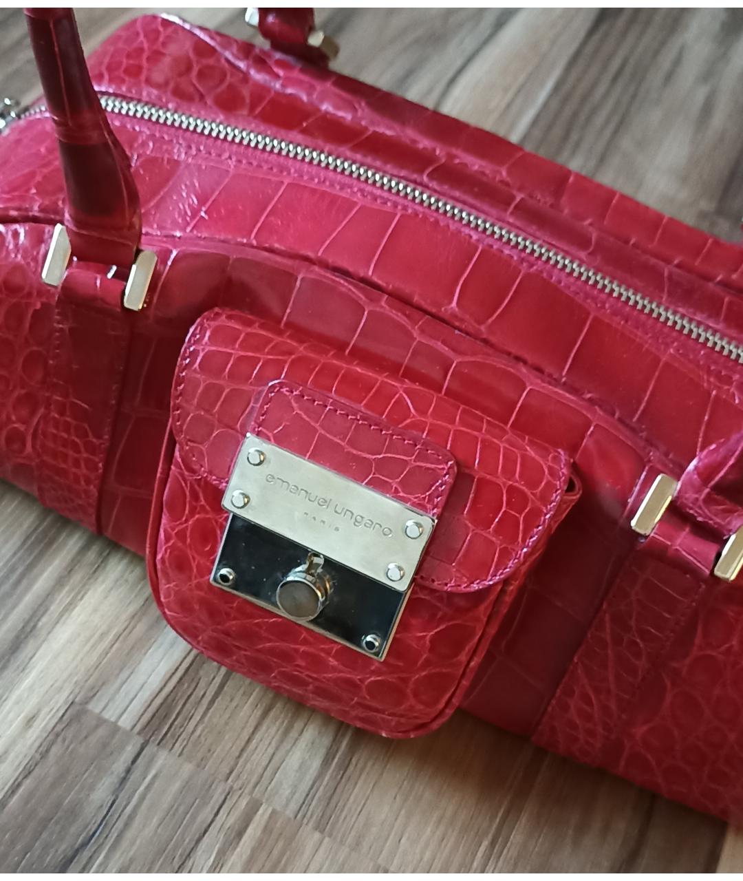 EMANUEL UNGARO Красная сумка тоут из экзотической кожи, фото 7