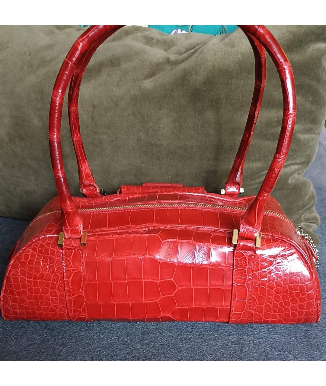 EMANUEL UNGARO Красная сумка тоут из экзотической кожи, фото 3