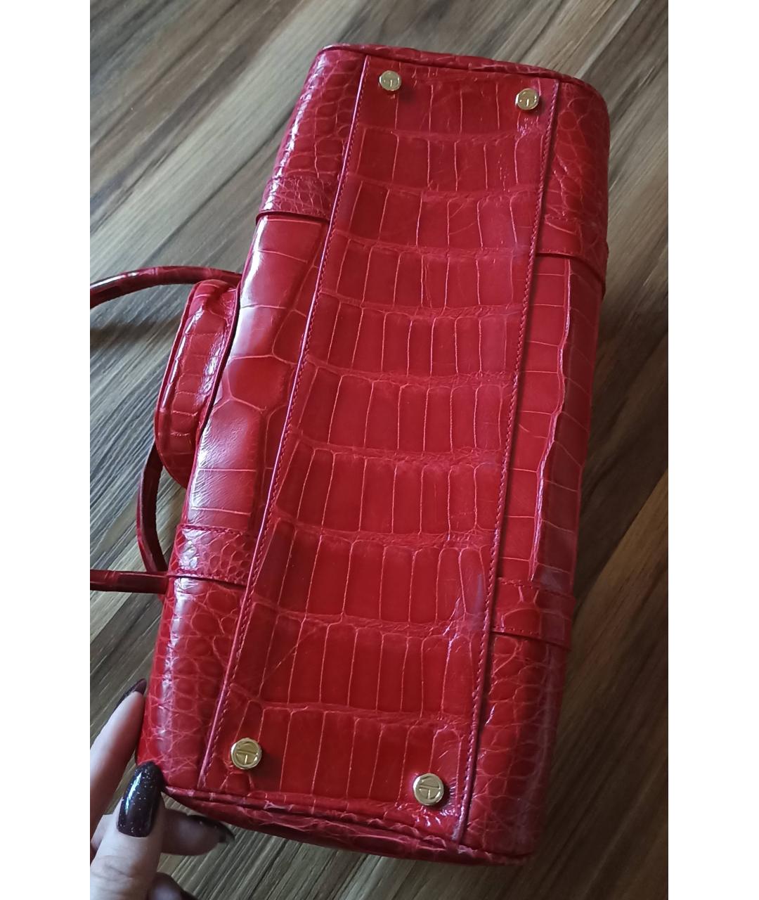 EMANUEL UNGARO Красная сумка тоут из экзотической кожи, фото 6