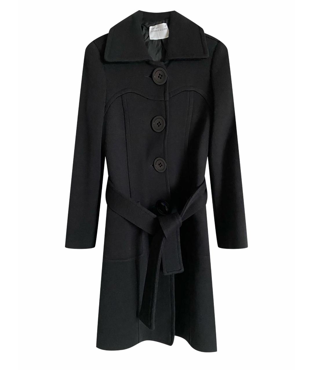 ALEXANDER MCQUEEN Черное шерстяное пальто, фото 1