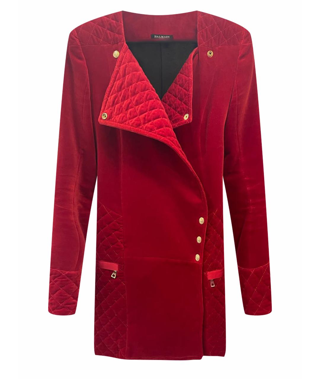 BALMAIN Красное бархатное пальто, фото 1