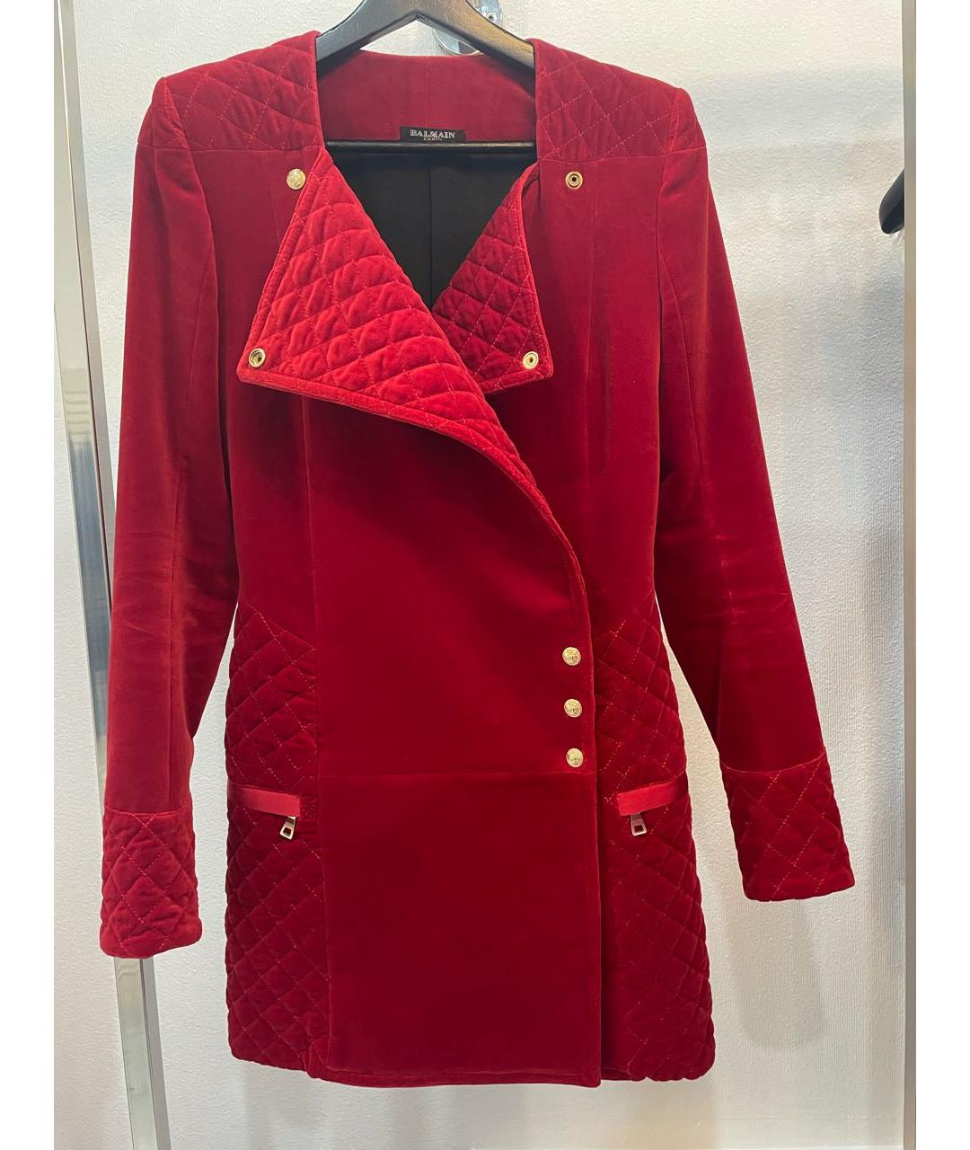 BALMAIN Красное бархатное пальто, фото 5