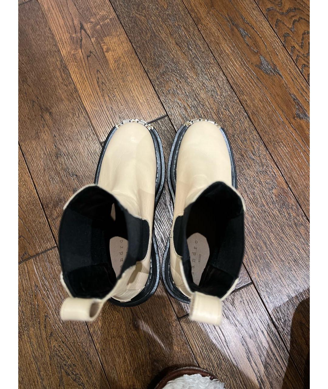 SANDRO Бежевые кожаные ботинки, фото 3