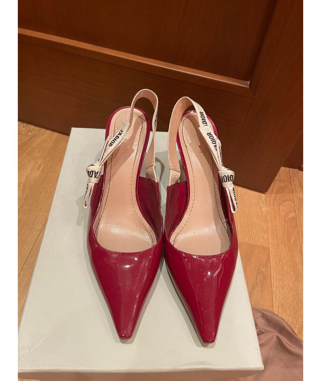 CHRISTIAN DIOR Бордовые туфли из лакированной кожи, фото 2