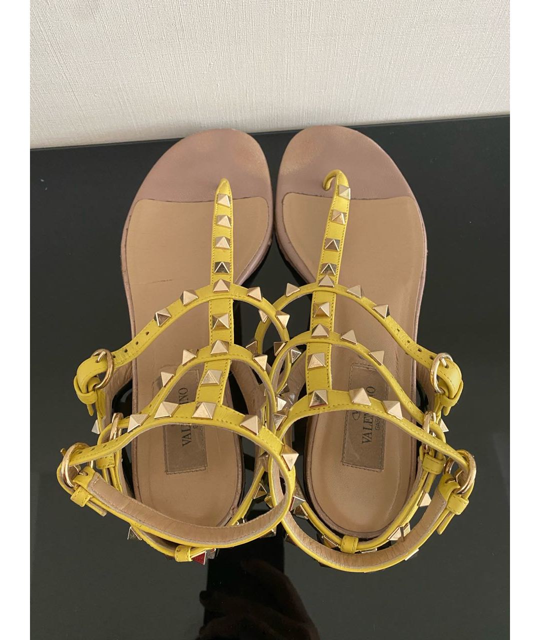 VALENTINO Желтые кожаные сандалии, фото 3