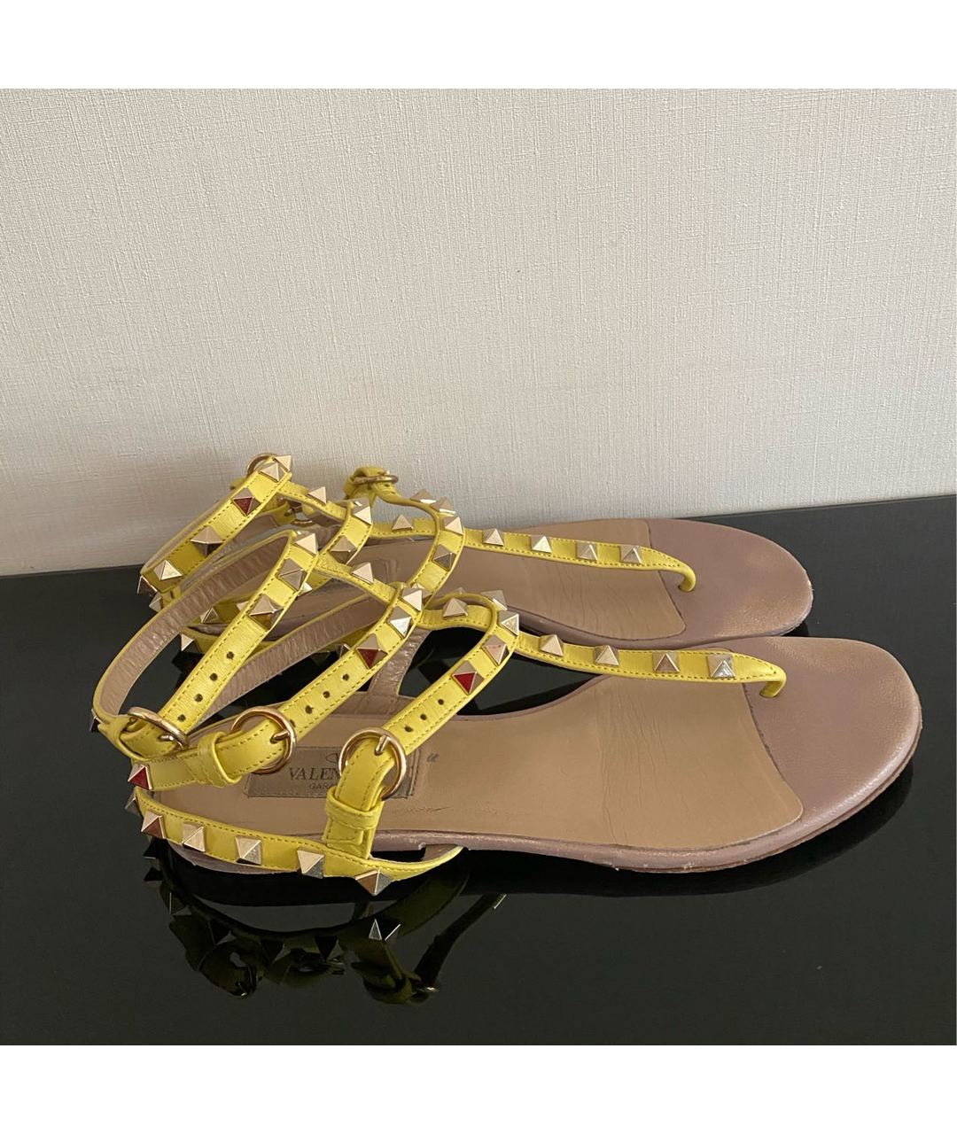 VALENTINO Желтые кожаные сандалии, фото 7