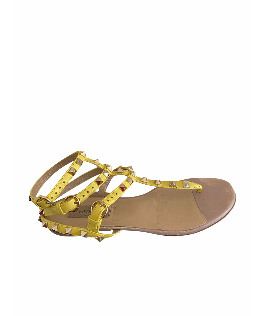 VALENTINO Желтые кожаные сандалии, фото 1