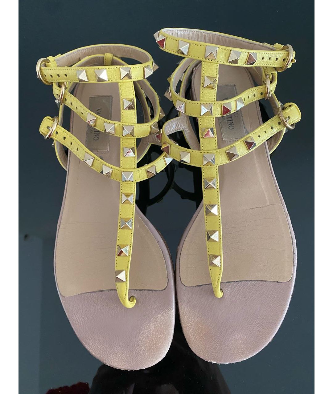 VALENTINO Желтые кожаные сандалии, фото 2
