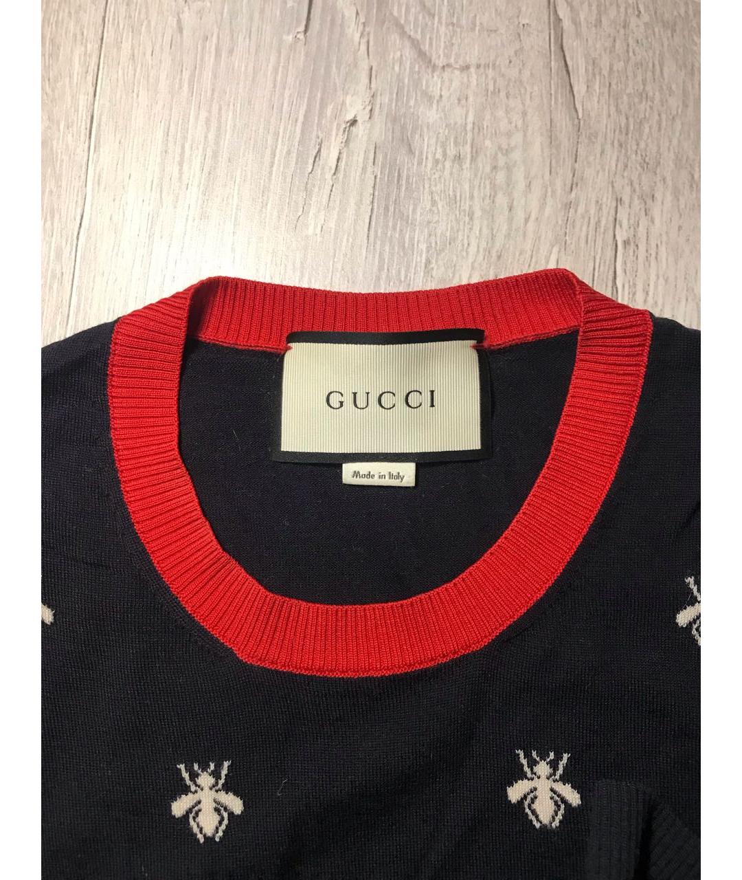 GUCCI Темно-синий шерстяной джемпер / свитер, фото 4