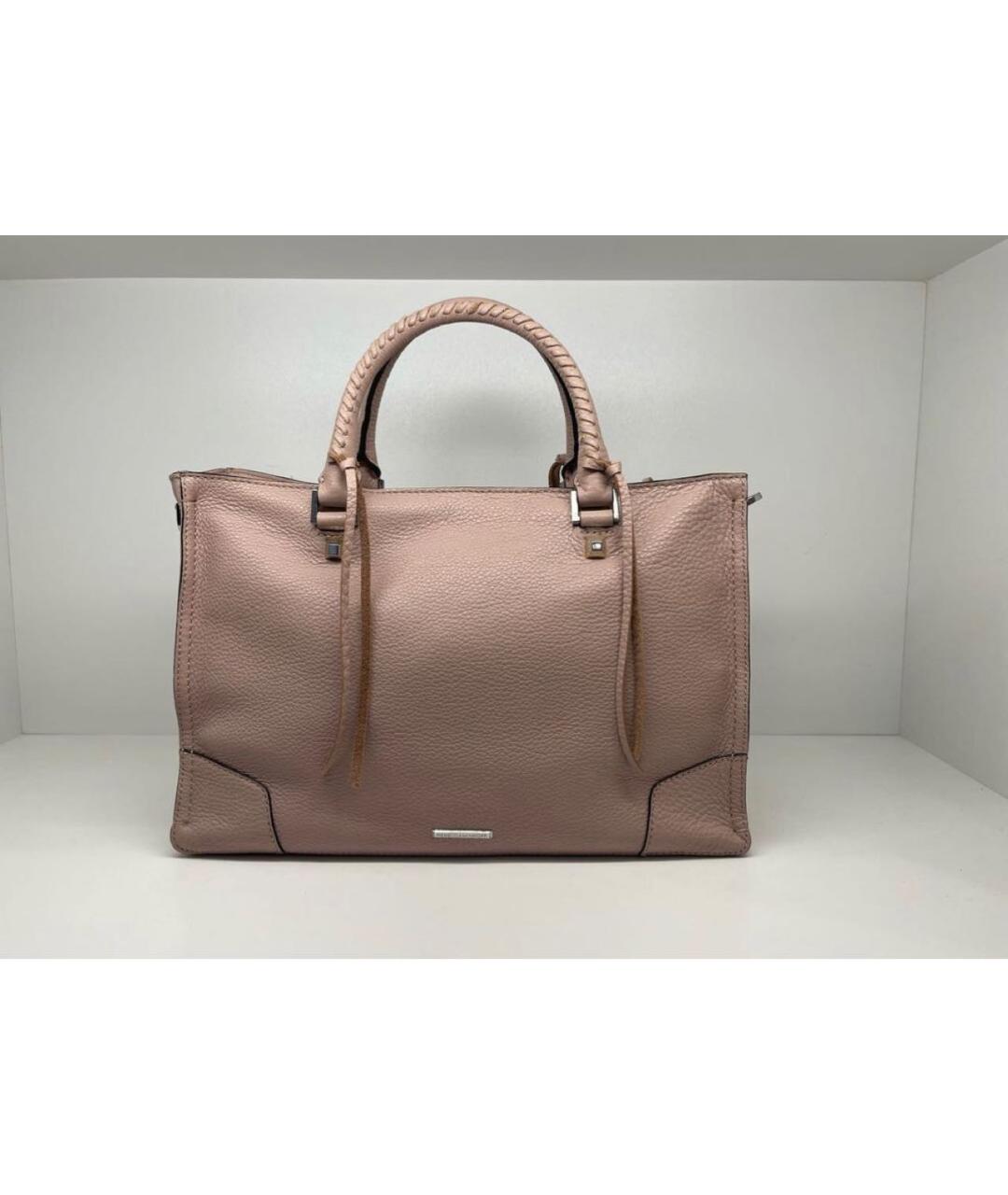 REBECCA MINKOFF Розовая кожаная сумка с короткими ручками, фото 5