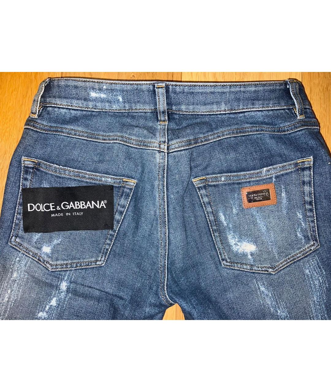 DOLCE&GABBANA Синие хлопковые прямые джинсы, фото 2