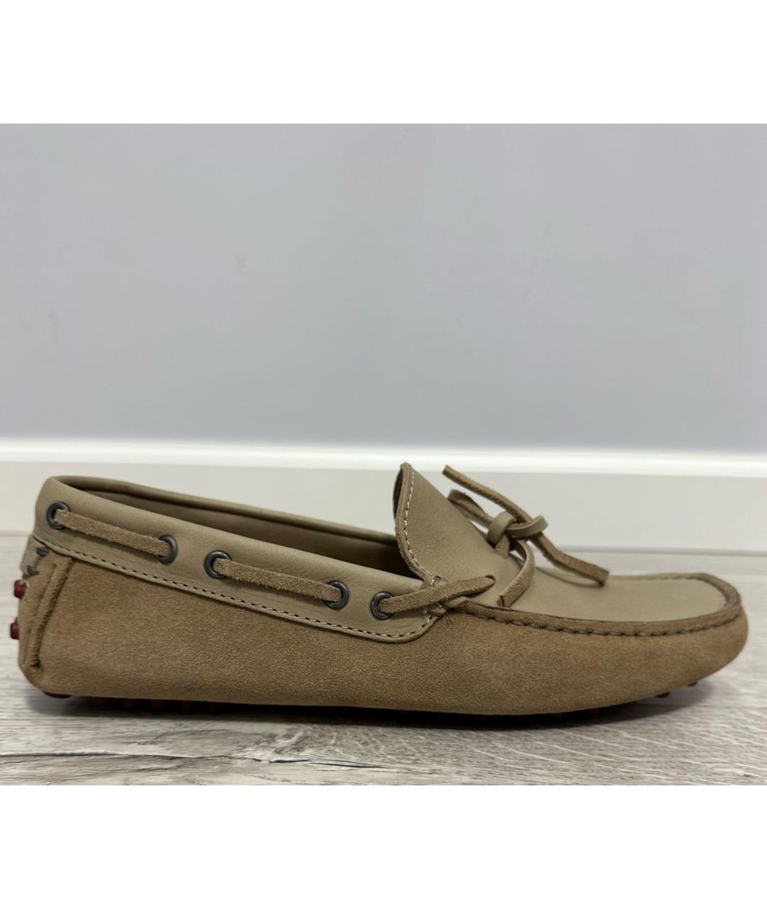 BRUNELLO CUCINELLI Бежевые кожаные мокасины, фото 9