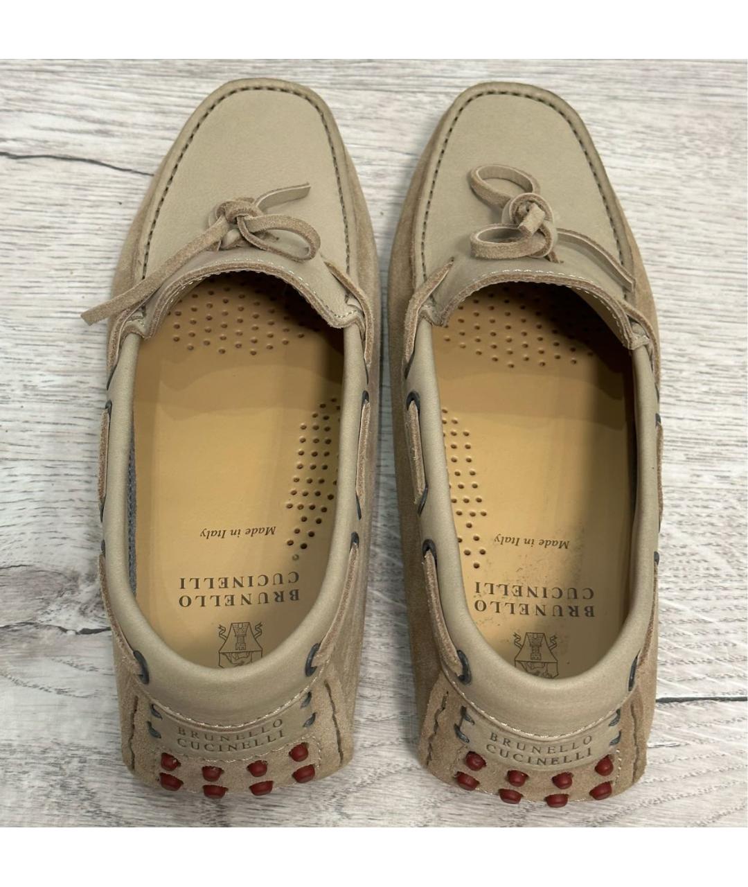 BRUNELLO CUCINELLI Бежевые кожаные мокасины, фото 3