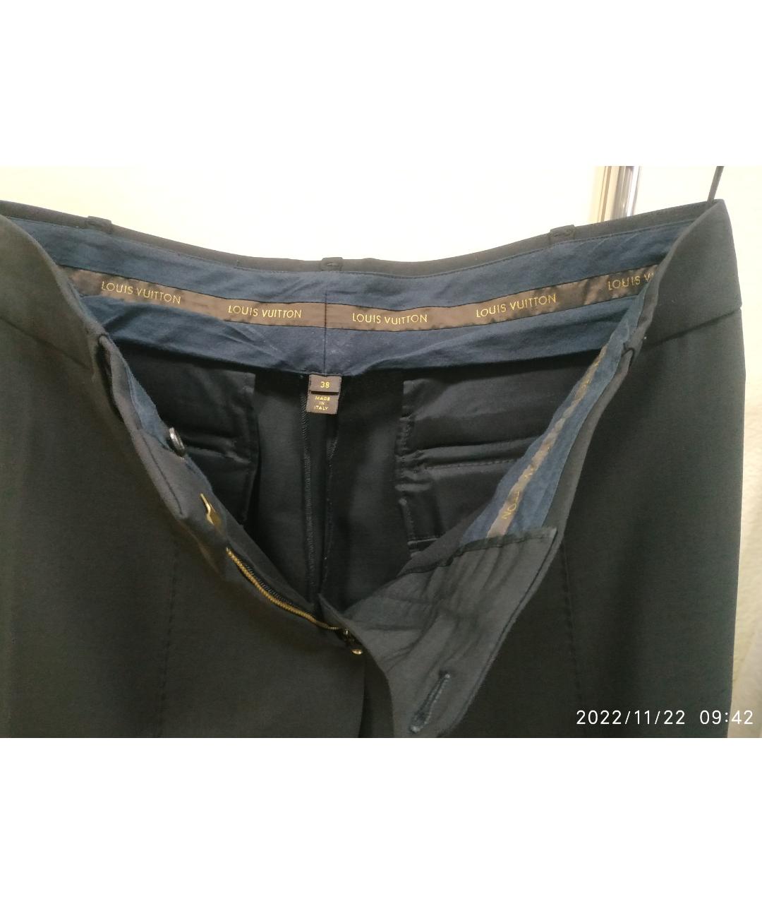 LOUIS VUITTON PRE-OWNED Черные шерстяные прямые брюки, фото 4