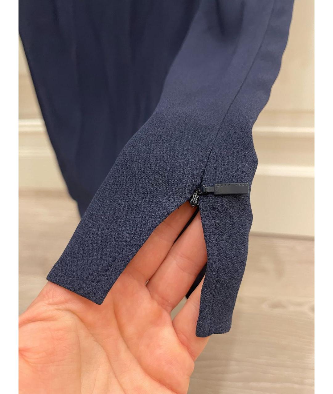 HUGO BOSS Темно-синяя вискозная блузы, фото 4