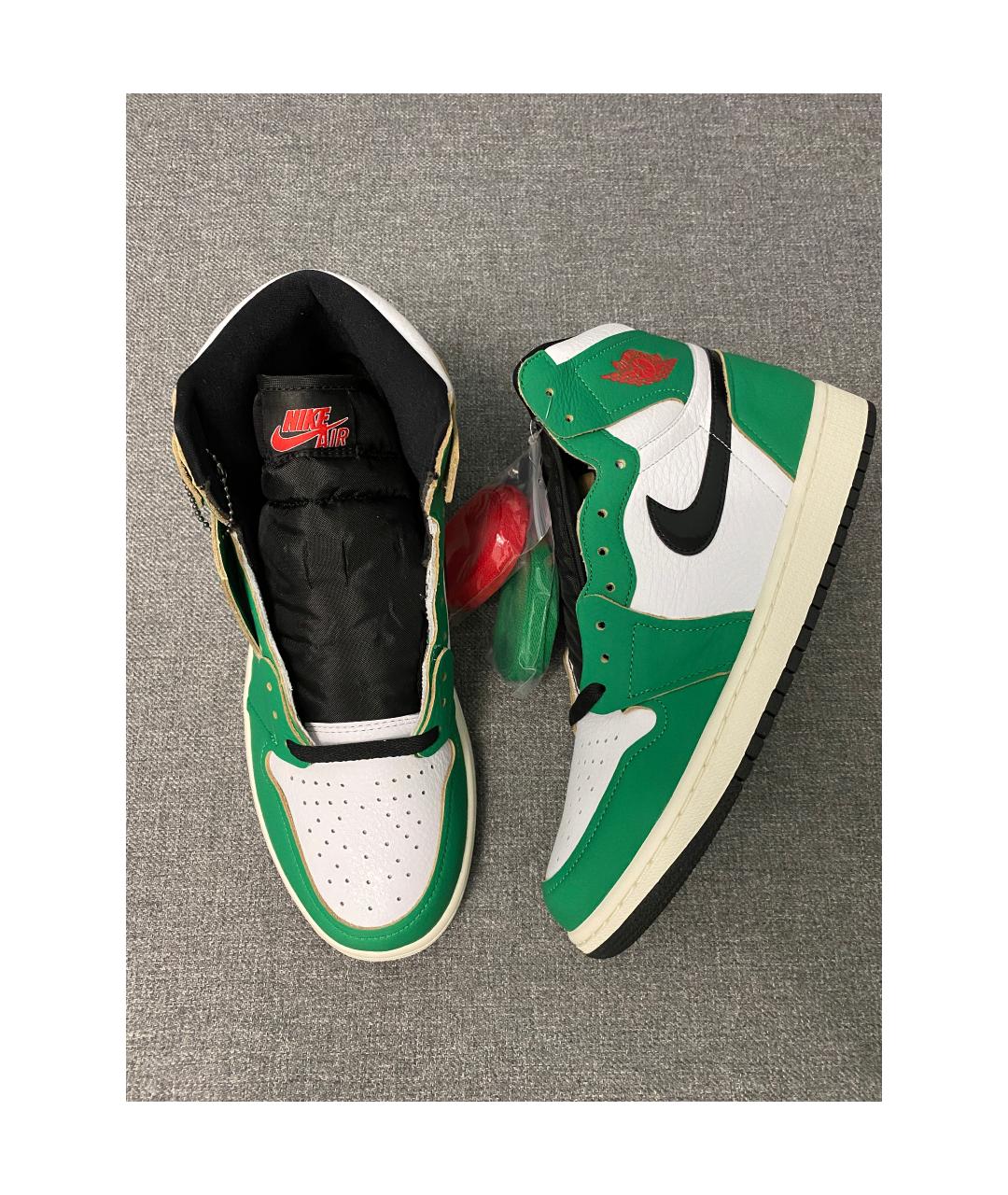 JORDAN Зеленые кожаные высокие кроссовки / кеды, фото 3