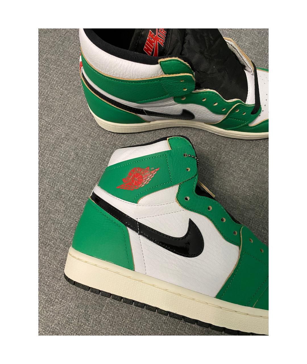 JORDAN Зеленые кожаные высокие кроссовки / кеды, фото 5